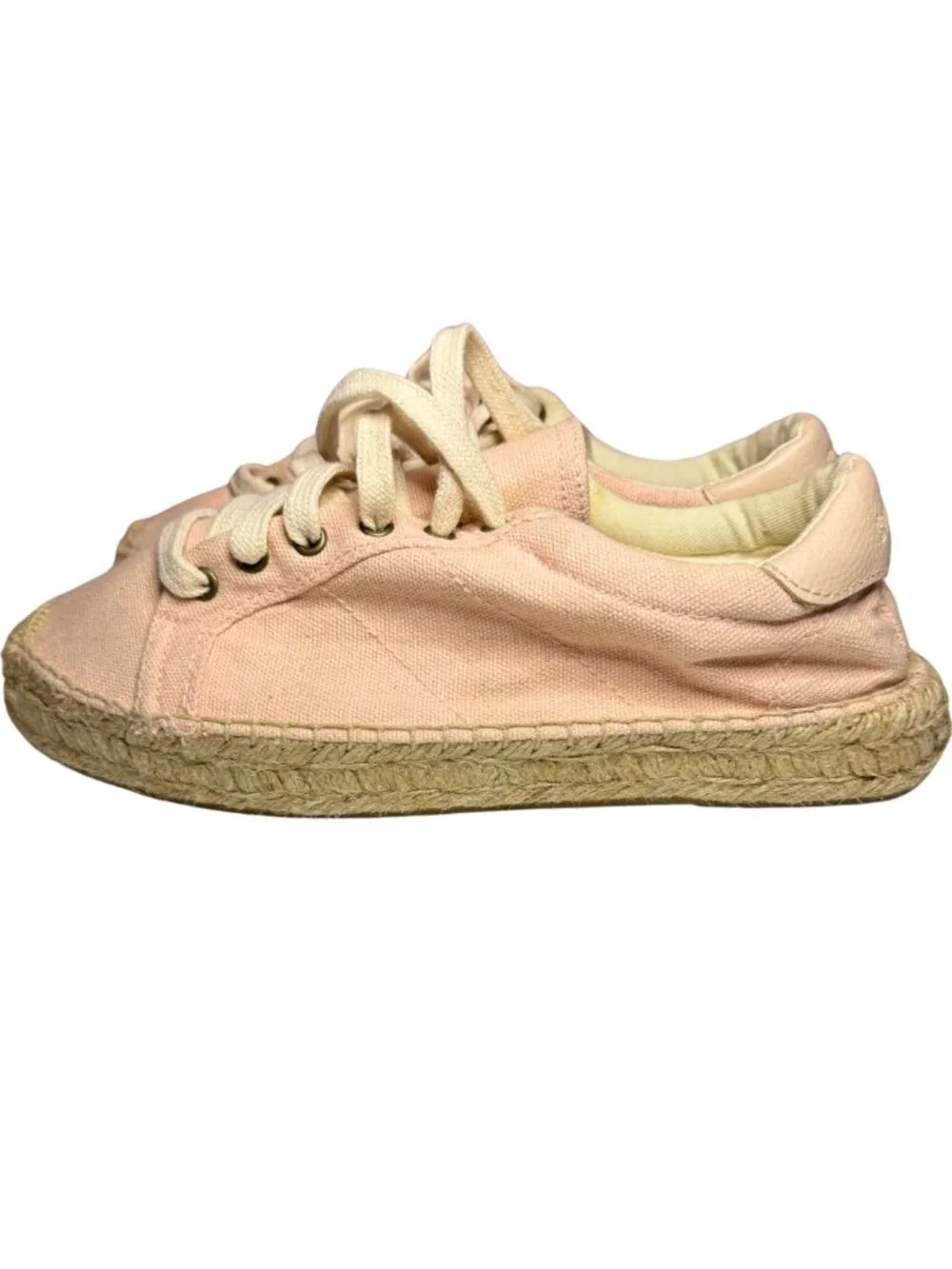 Soludos Espadrille Casual Classic Sneakers Pink Linen Jute Size 8.5